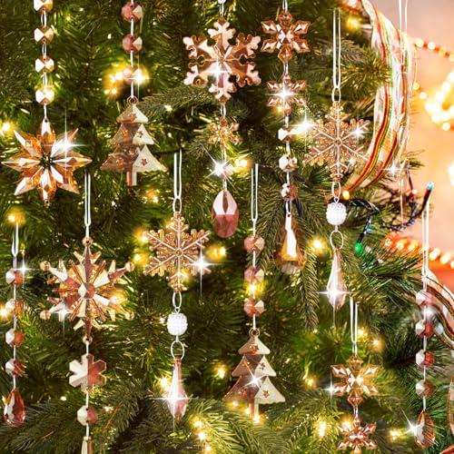 Flocon de neige glaçon suspendu doré pour décoration de Noël