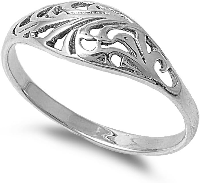 CloseoutWarehouse Filigree Designer Petite Rings Sterling Silver 925