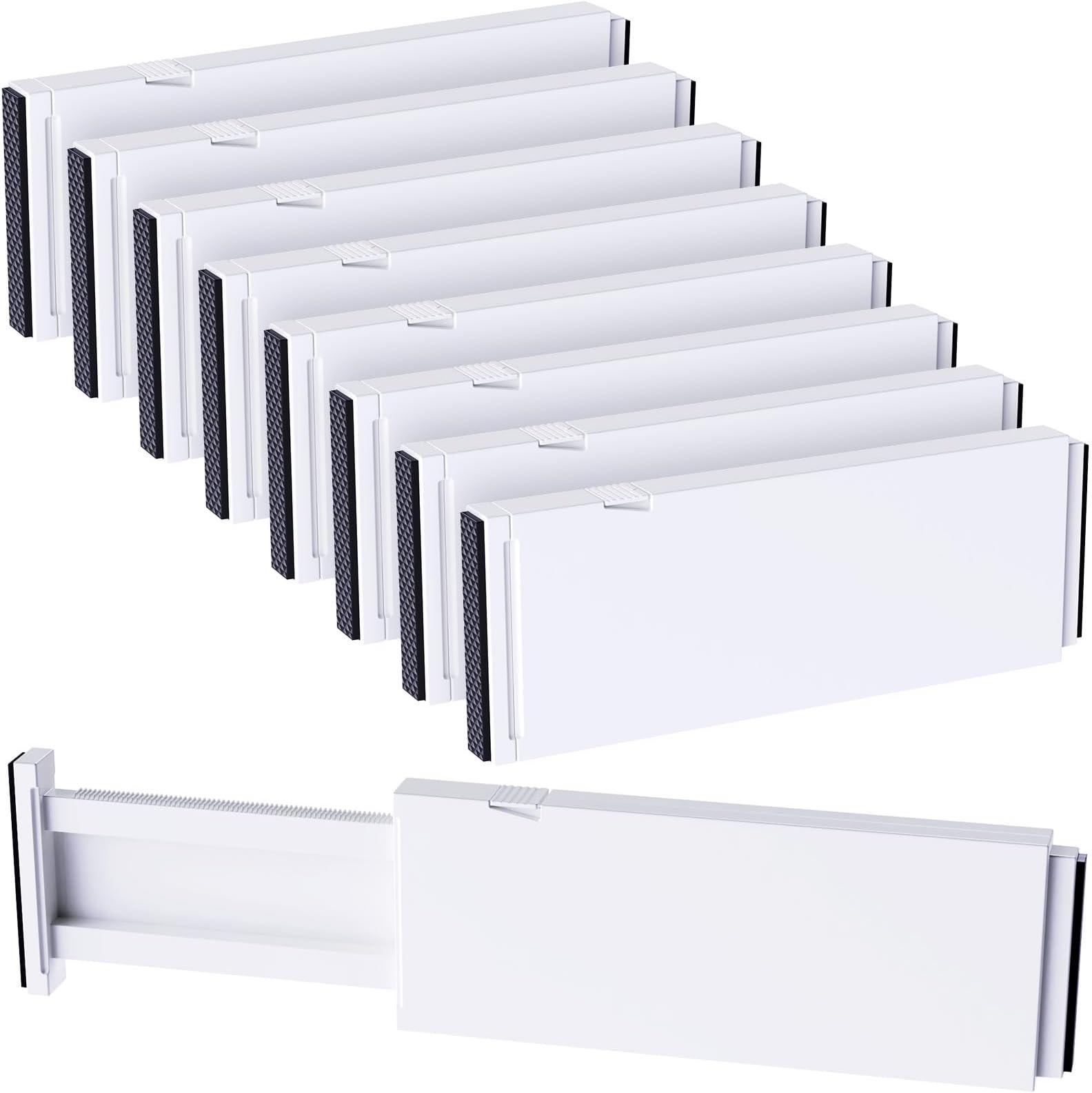 Lifewit 8 Pcs Plastic Drawer Dividers 10cm Height, 28-44.5cm Adjustable Drawer Organizer for Clothes, Expandable Dresser Dividers for Organizing and Storing Bedroom/Bathroom/Kitchen/Office