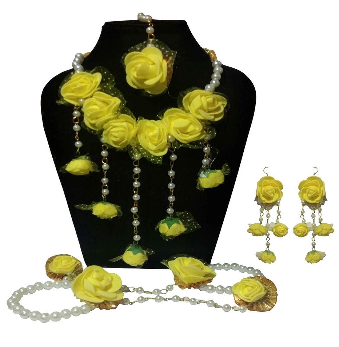 Belle Femme Shopper Hub Yellow Floral Fabric Jewellery for Women