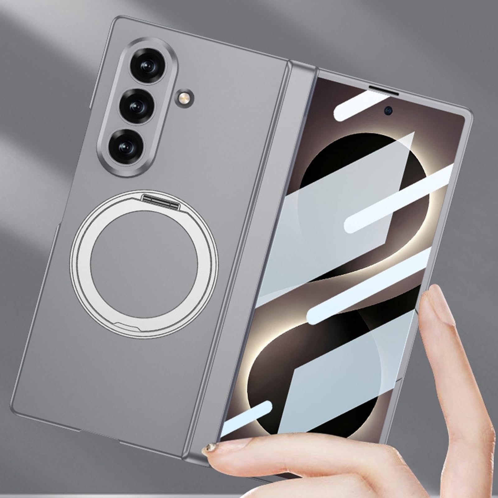 Custodia Per Samsung Galaxy Z Fold 8 Ultra, Ultra Sottile Staffa Case | With Anti-Impronta Proteggi Schermo Custodia(Marrone)