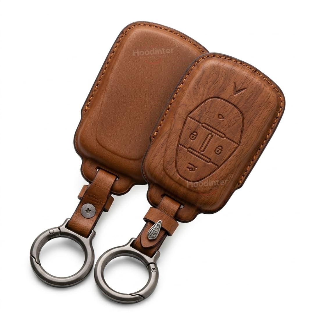 PU Leather Key Cover Compatible for Vinfast VF7, VF6 (2025-2026) | 4 Button Smart Key | Premium Leather Smart Key Case | Scratch Resistant Remote Key - Brown-image-6
