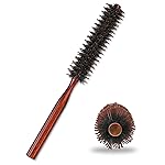 Boar Bristle Hair Brush for Women and Men, Small Round Hiarbrush Blow Drying Brush Soft Bristle Styling Hair Brush with Natural Wood Handle for Straightening Curling Volumizing and Detangling