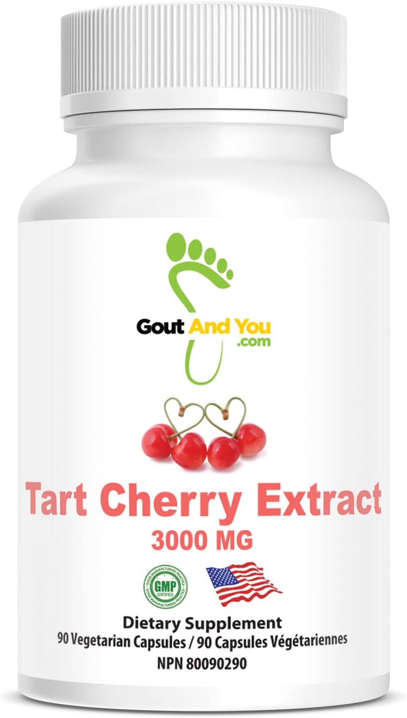 Gout and You Tart Cherry Extract - Highly Potent- 3000 mg Per Serving- 90 Vegetarian Capsules