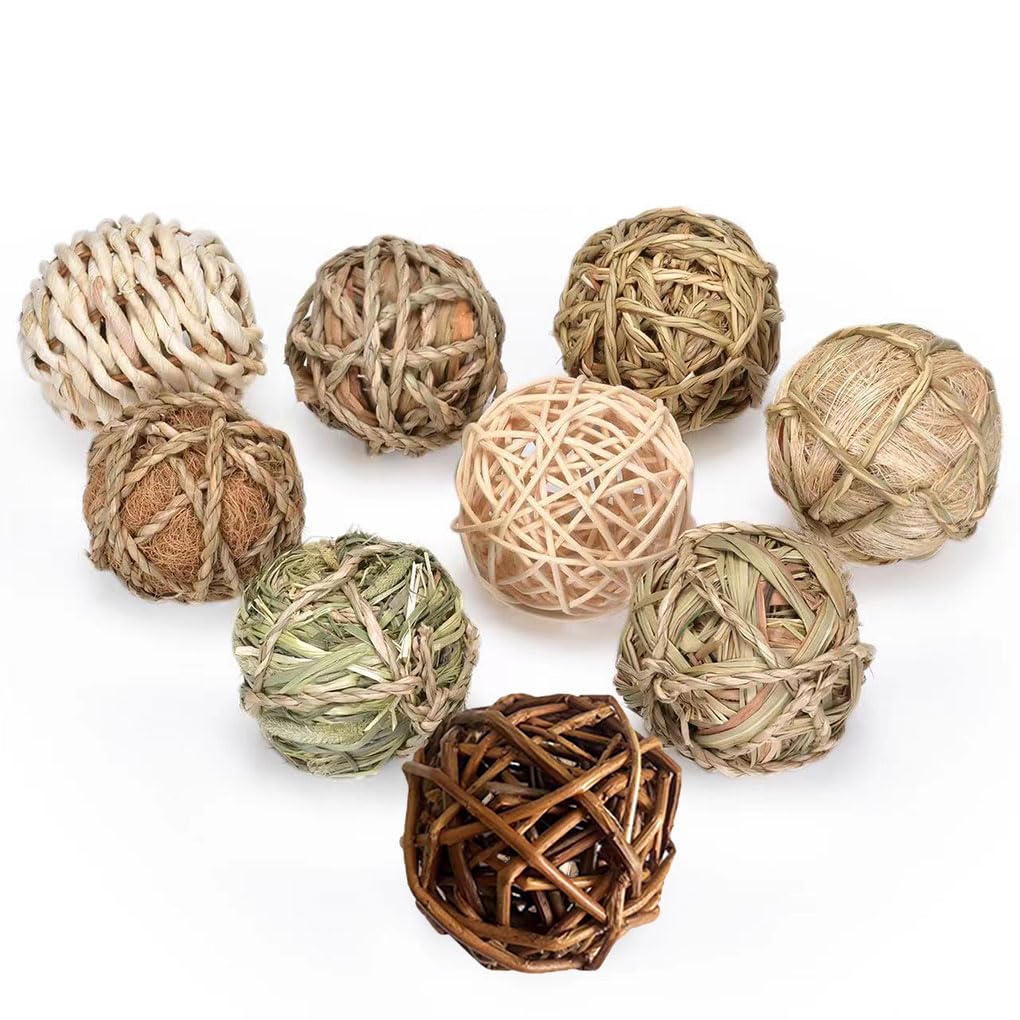 10 Set 9 Stück/Set Vogel-Kauspielzeug Spaß und sicheres Spielzeug zum Kauen und Spielen Kauspielzeug für Kaninchen, Chinilla, Hamster, Meerschweinchen, Braun