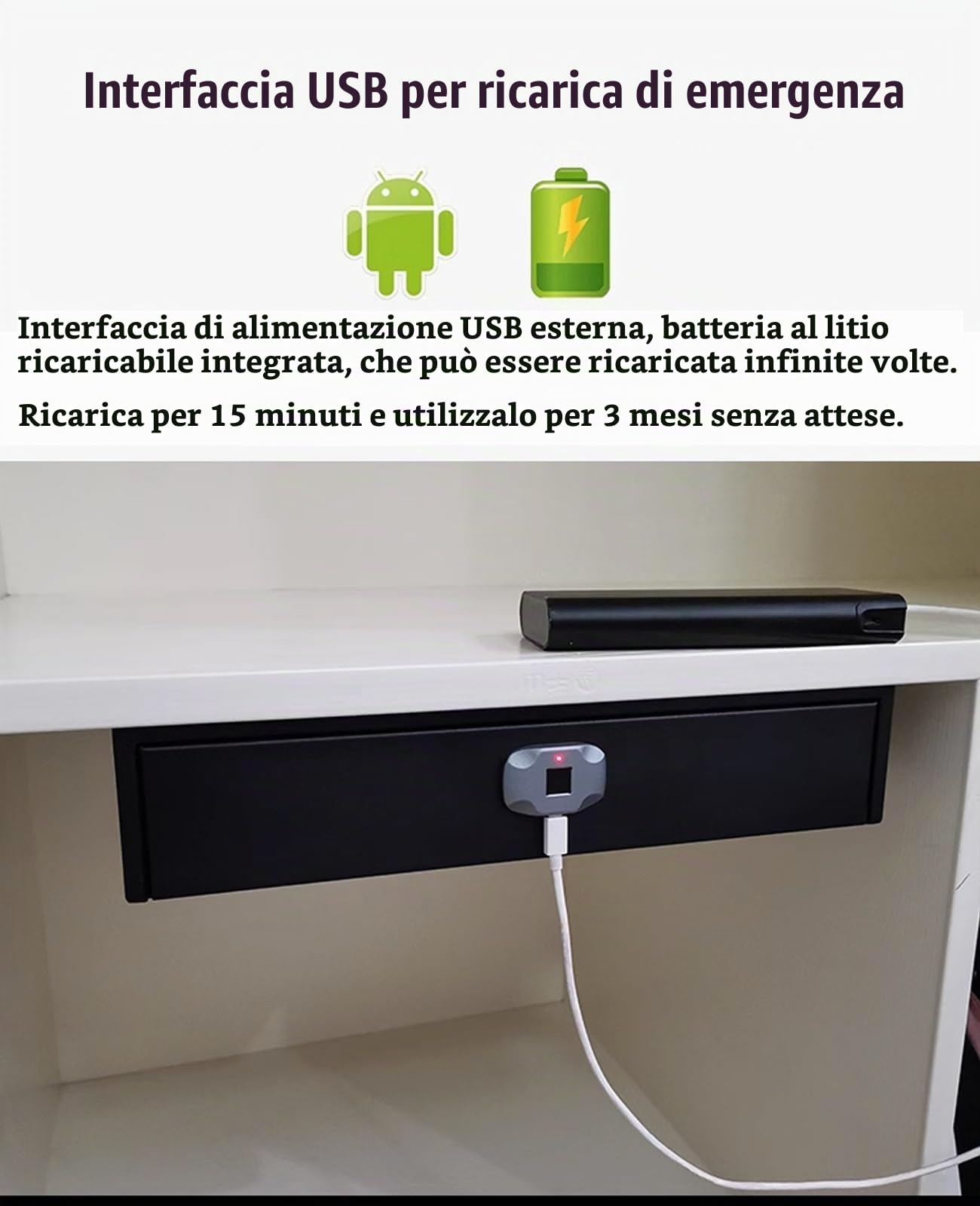 DYK&NX Cassaforte per Impronte Digitali Cassetto, Cassaforte Elettronica con Identificazione delle Dita, installare mimetizzata sul Fondo dell'Armadio, per Oggetti di Valore