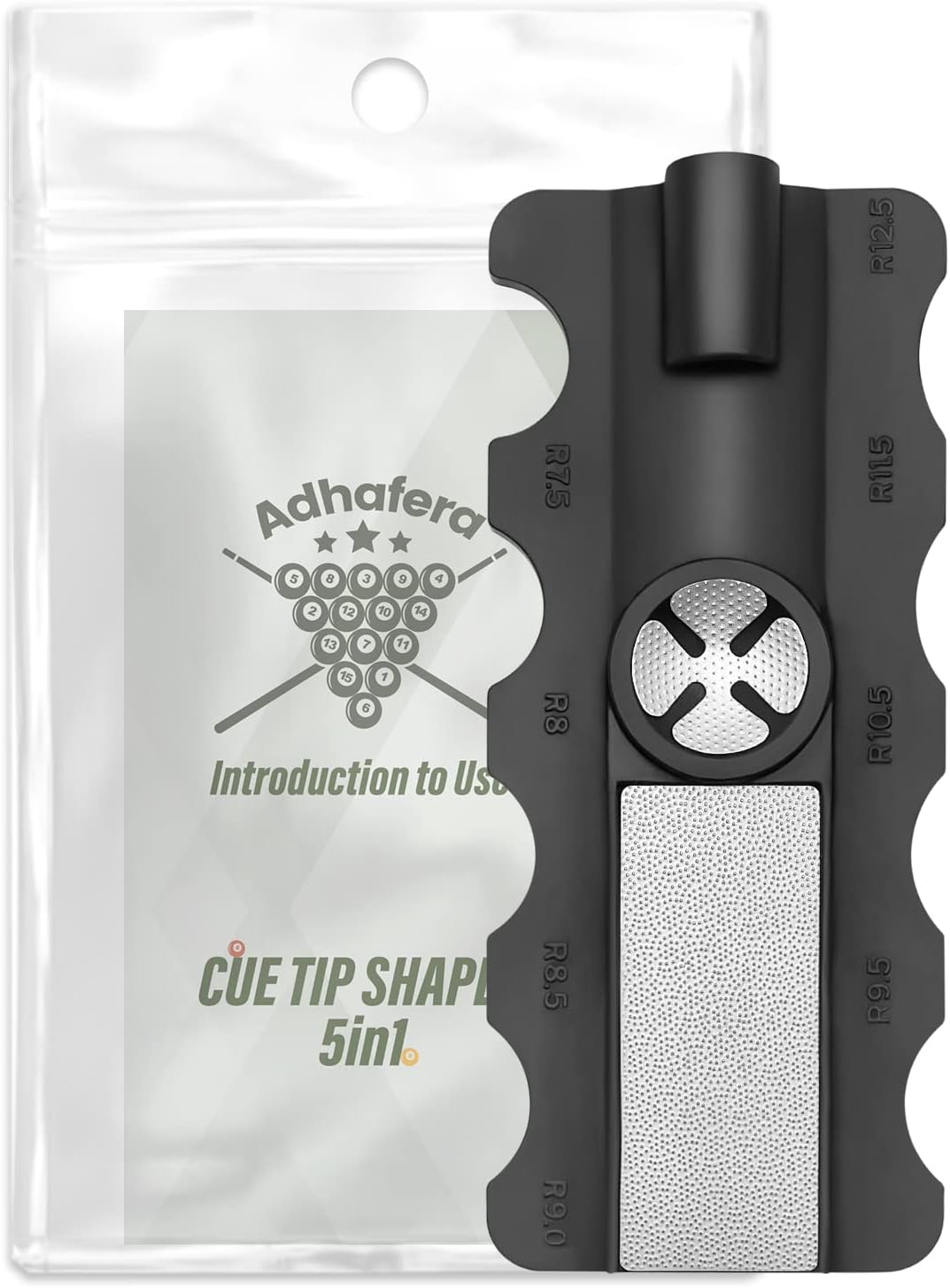 Adhafera Cue Tip Shaper, 5 in 1 of Pool Cue Tip Shaper, The Pool Cue Accessories for Effective and Rapid Repair Cue Tip