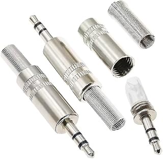 1 Piece 3 Pin Audio Jack - Female Port Socket Jack Connector Repair Audio Male Plug 3.5mm 3Pole Stereo – Nickel Metal Casing Cable Solder Adapter Headphone Earphone Replacement Adapter