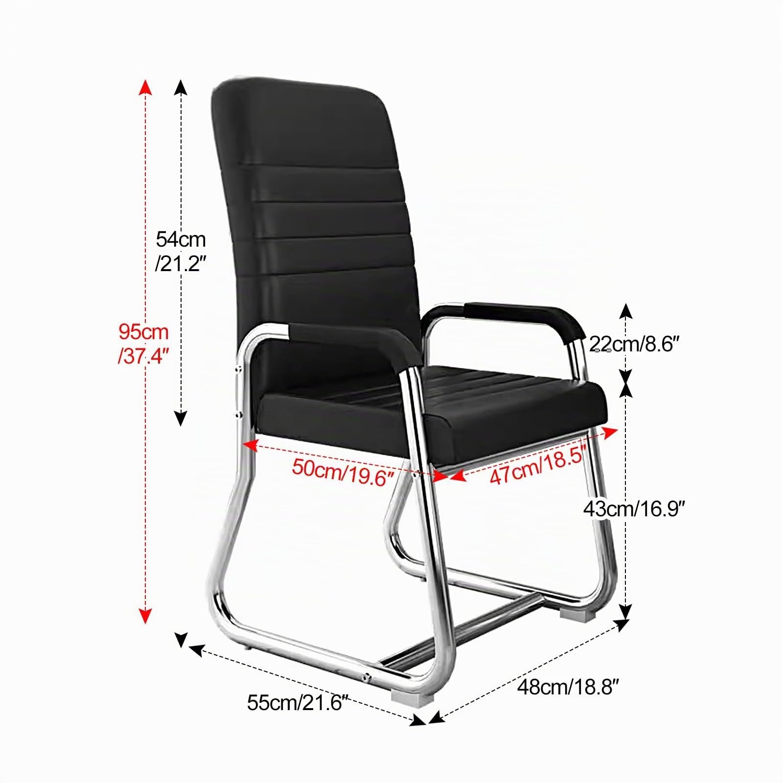 Silla de Oficina en Cuero sin Ruedas para Sala de Espera, Conferencias y Estar en Casa