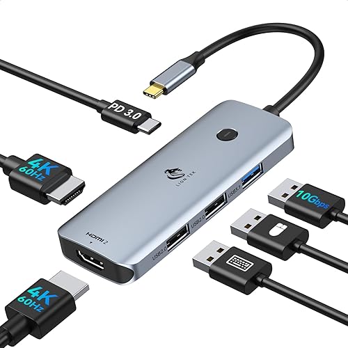 Miniatura 10 de LIONWEI Estación de acoplamiento USB 3.0 a HDMI dual para Windows y macOS, adaptador USB C 2 divisor de monitor para MacBook
