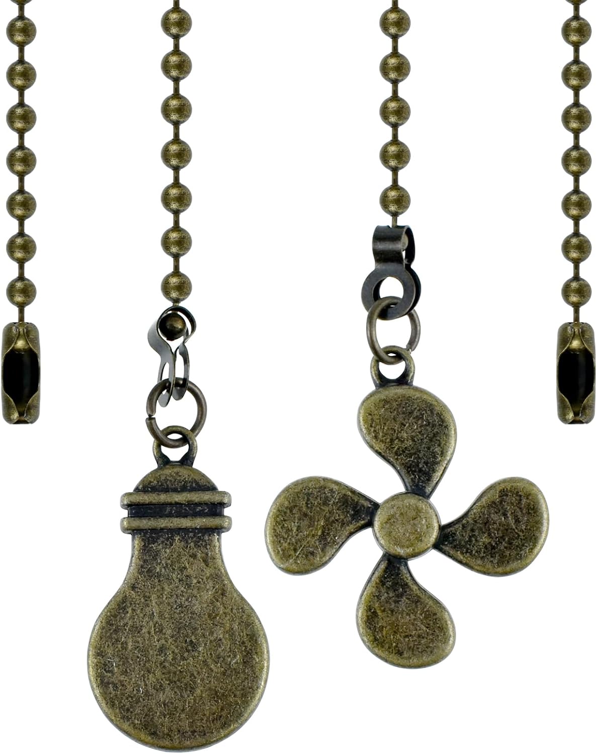 Ceiling Fan Pull Chain Extender, 2 Pcs 12 Inches Long Ceiling Fan Pull Chain Extension Pendant Ornament Set with Connector for Ceiling Fan and Light Lamp Decoration (Antique Bronze)