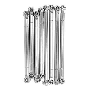 Metal Full Car Tie Rod, Metal Tie Rod Connecting Rod Flexible 8PCS Durable Aluminum Alloy for MN86 RC Car(Silver)