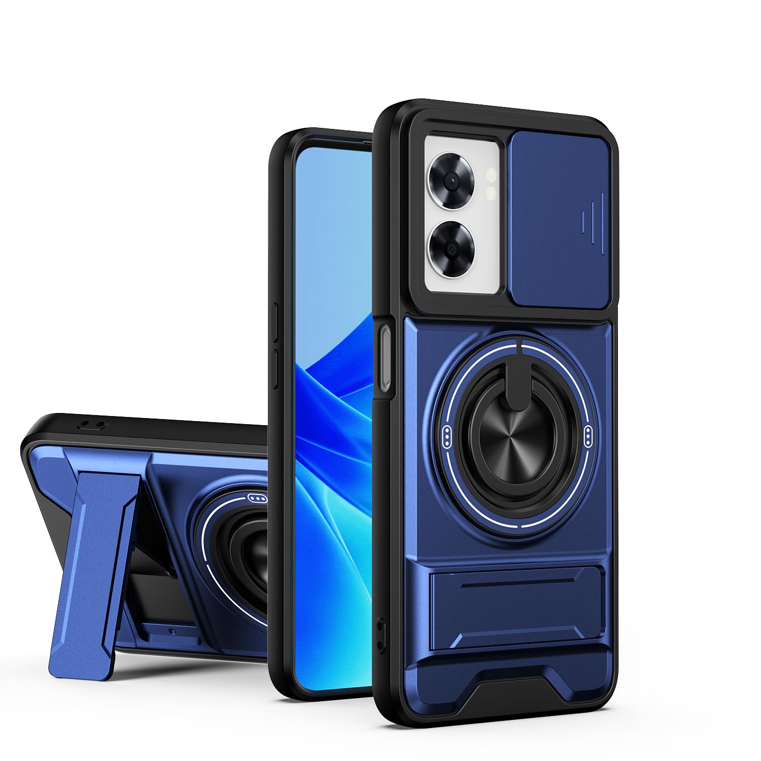Étui antichoc pour Redmi 13C 4G et Poco C65 avec support bleu PC et TPU - 8