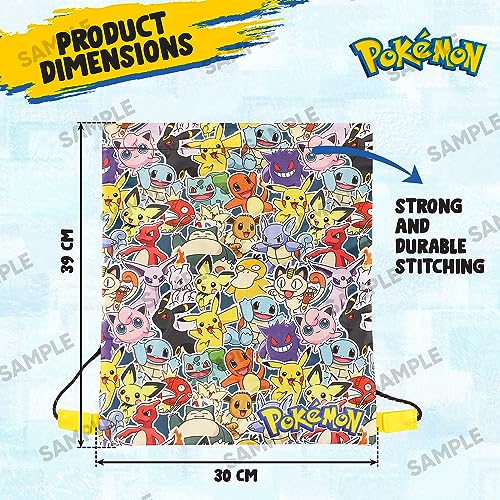 Pokemon School Supplies Drawstring Bags for Kids Gym Bag, Perfect for Travel & Swim for Boys Girls, Featuring Charmander and Pikachu.2