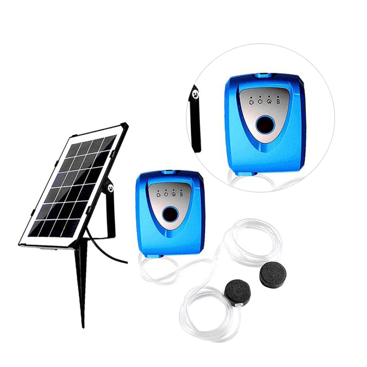 BESPORTBLE Bomba De Aire Solar para Acuarios Oxigenador De Pecera Doble Salida Bomba De Aumento De para Acuarios y Pesca Azul