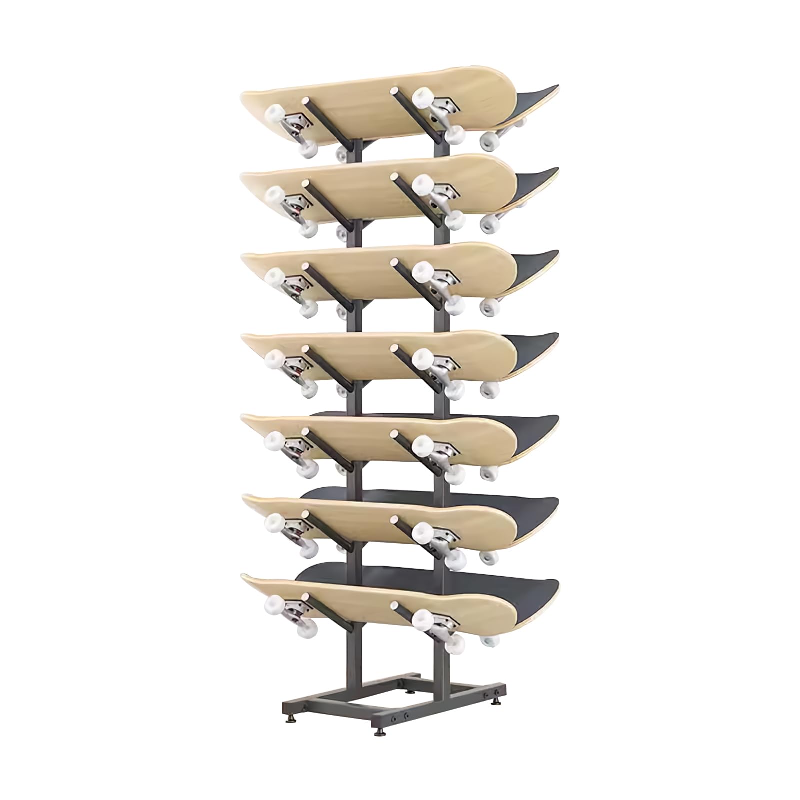 Étagère de rangement à 7 niveaux pour skis et skateboards noir