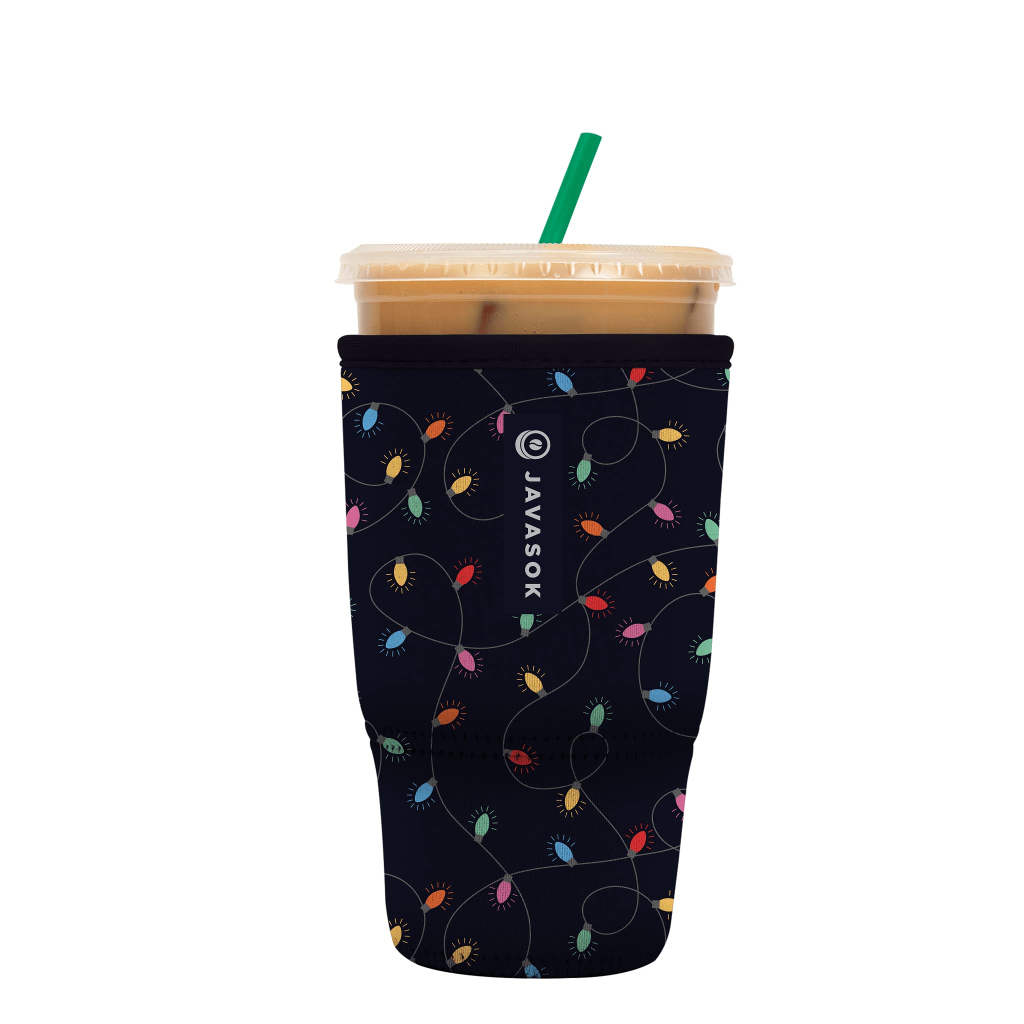 Sok It JavaSok Iced Coffee &amp; Cold Soda Insulated Neoprene Cup Sleeve (Rainbow Lights, Large: 30-32oz)