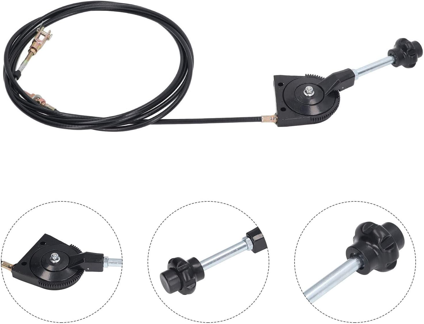 2.5M Throttle Control Cable 8.2ft Excavator Throttle Cable Kit,Mini Excavator Throttle Cable For EX230 Universal Throttle Cable with Black Knob