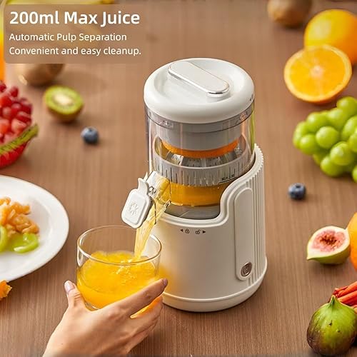 Miniatura 9 de Exprimidor eléctrico de cítricos, exprimidor de limón portátil recargable por USB, operación de un solo toque, máquina exprimidora de naranja