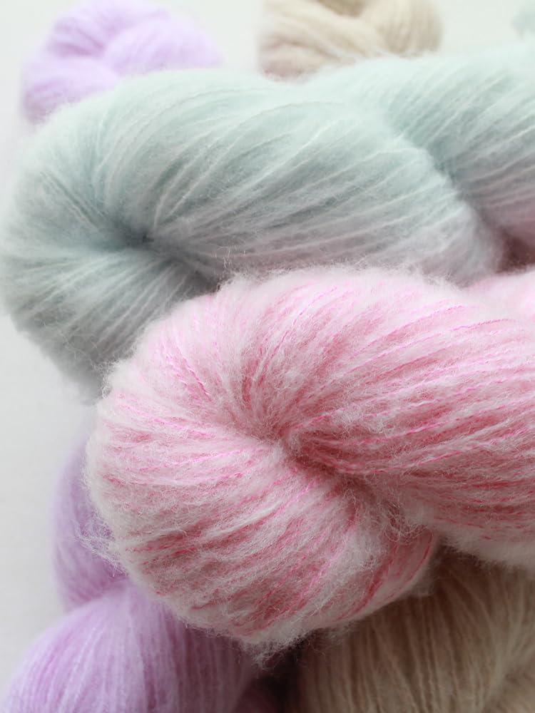 Lotus 100g Brushed Cashmerino Yarn, Extrafine Merino and Cashmere Blended Knitting Crochet Yarns for Sweater (#15 Plume)