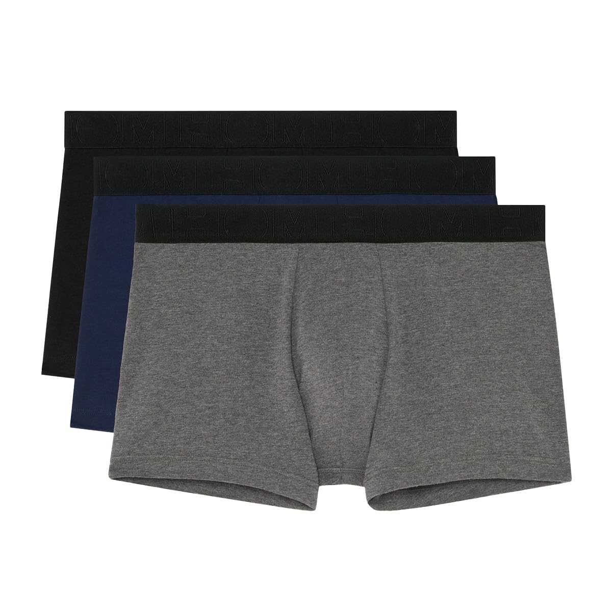 HOM Men's Lot de 3 boxers TONAL PACK #2 Boxer Briefs, Noir + gris + marine, M