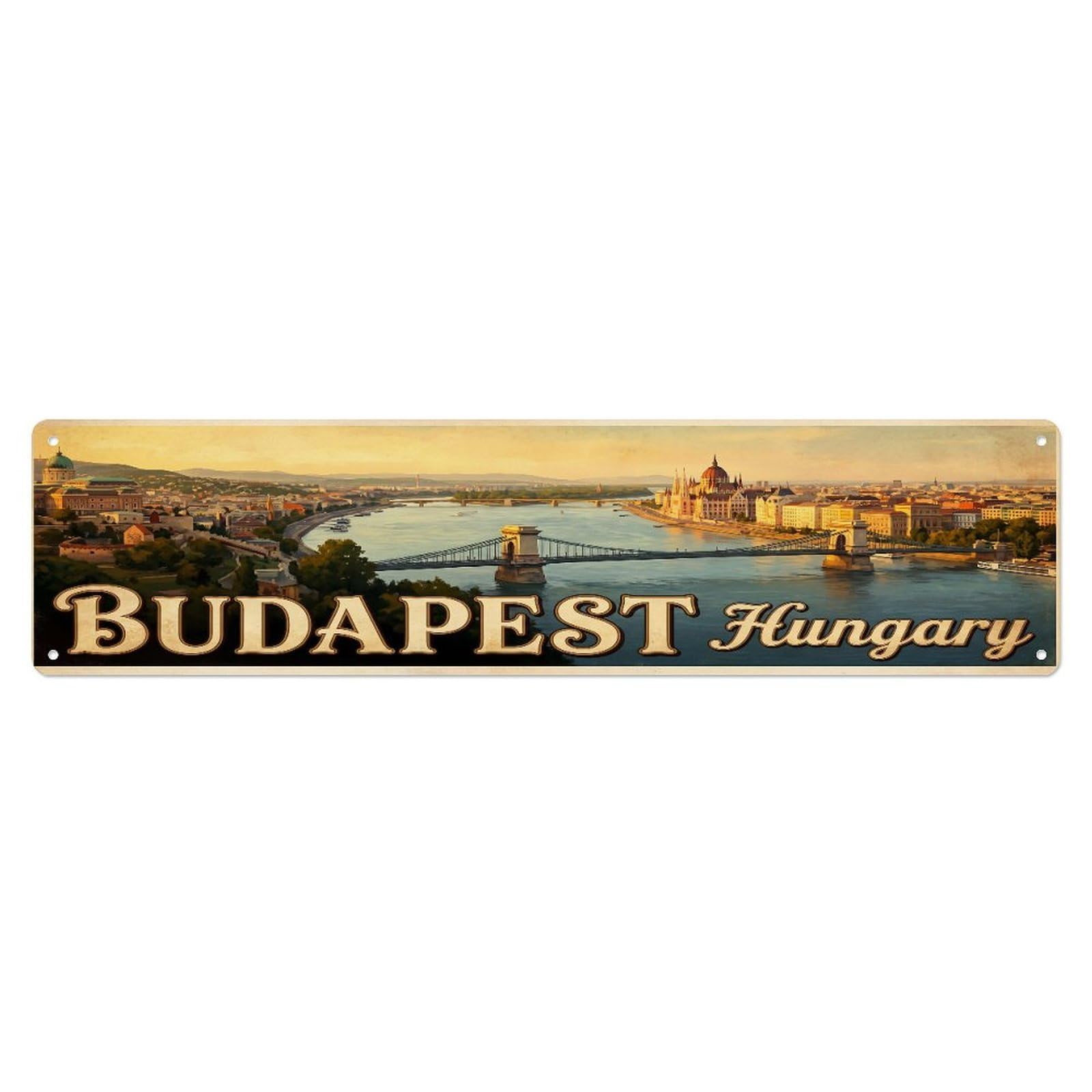 Tgrcjimh Style Metal Tin Sign Retro Travel Budapest Hungary