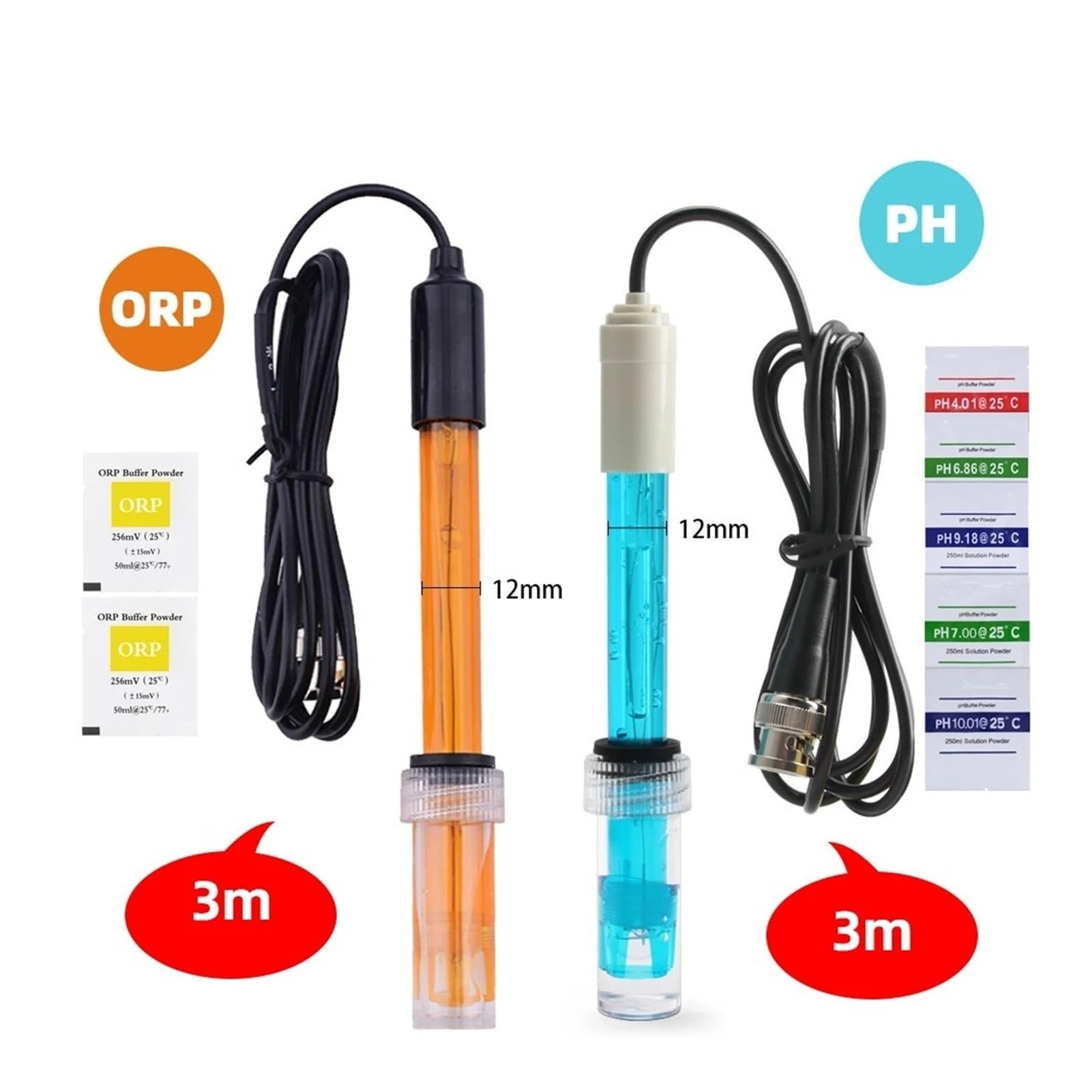 PH Sonde PH ORP Ersatzsonde mit BNC-Schnittstelle 300 cm Kabel 0-14 PH Q9 Sonde(3meter ORP Probe)