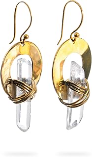 AYANA Healing Crystal Earrings for Women - Handmade Drop Earrings with Ethically Sourced Authentic Gemstones | Birthstone Jewelry for Women Trendy (Clear Quartz)