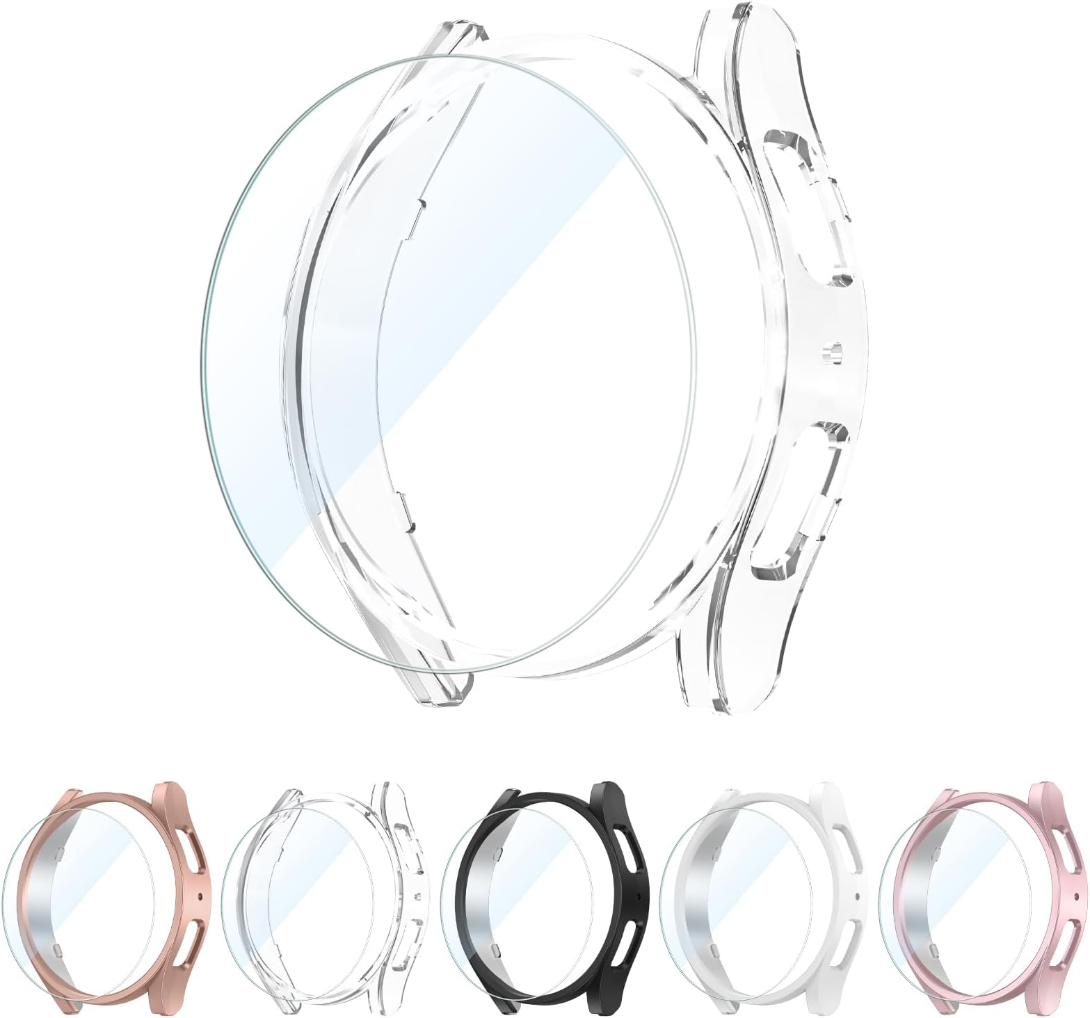 KIMILAR [5+5 Pack] Galaxy Watch 6 Screen Protector Case 40mm, Anti-Fog Tempered Glass Protective Film and Hard PC Protective Bumper Compatible with Samsung Galaxy Watch 6 40mm Accessories