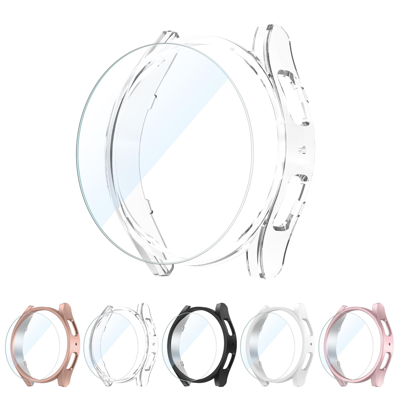 KIMILAR [5+5 Pack] Galaxy Watch 6 Screen Protector Case 40mm, Anti-Fog Tempered Glass Protective Film and Hard PC Protective Bumper Compatible with Samsung Galaxy Watch 6 40mm Accessories
