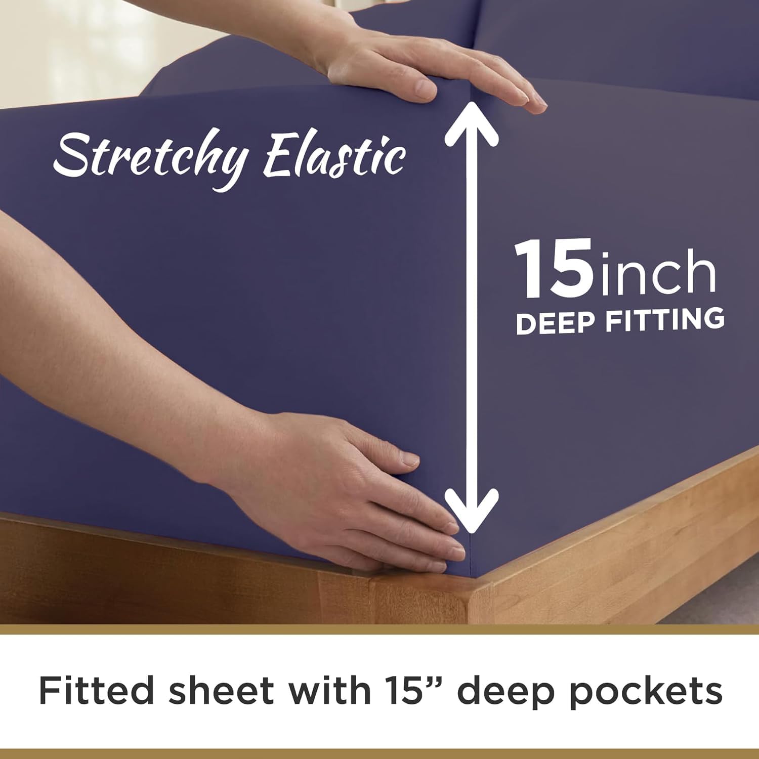 100% Cotton Knit Jersey Twin XL Fitted sheet with two bonus pillow cases - Navy Blue - Twin Extra Long, 15" Deep Pocket, 39" x 80" Great for Dorm, Hospital and Split King Beds (Navy Blue, Twin XL)