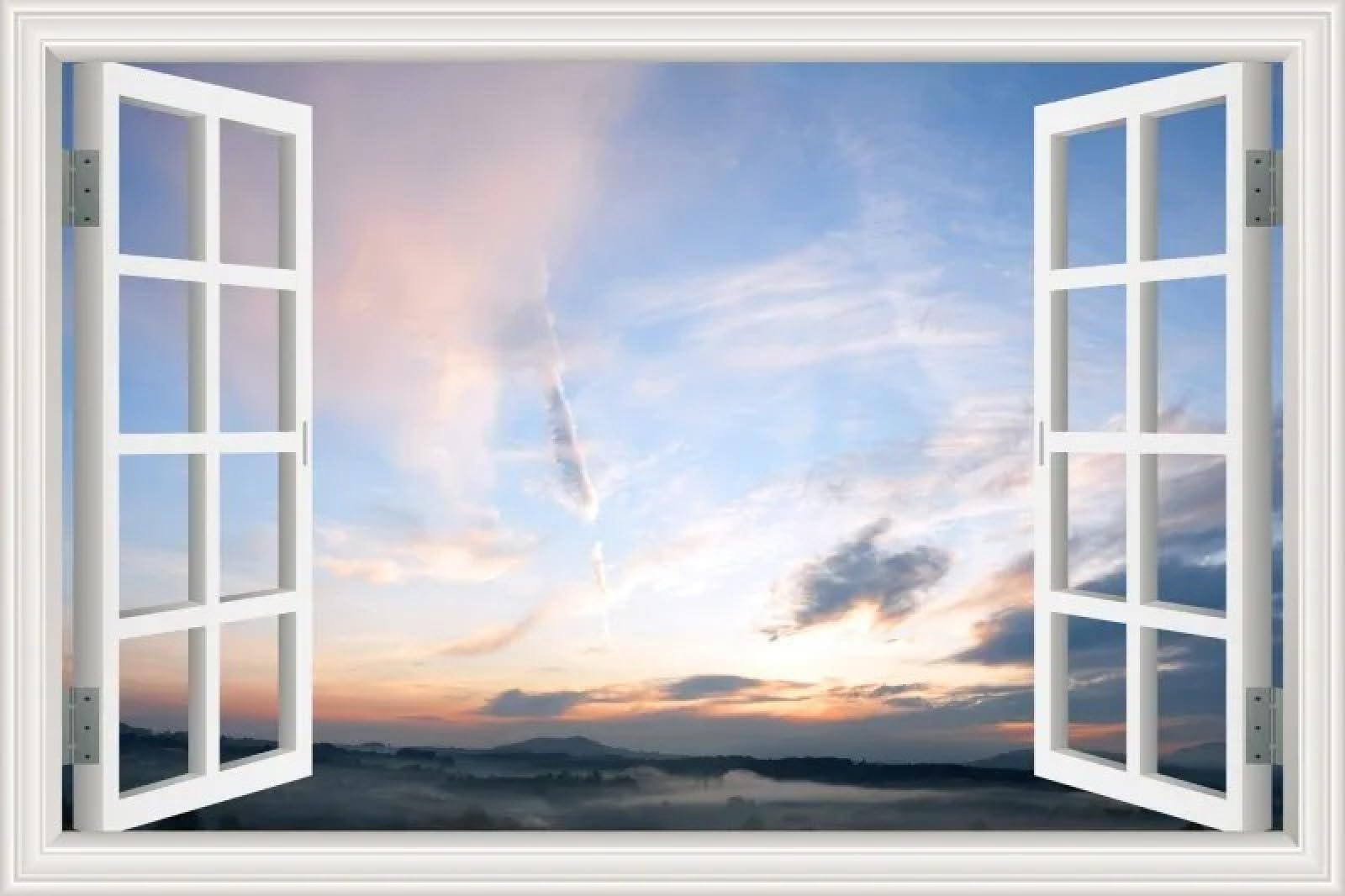 Sticker mural 3D pour chambre d'enfant Motif coucher de soleil et nuages 90 x 60 cm