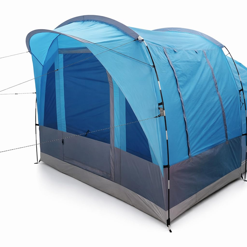 4 Person Family Camping Tent | Waterproof | UV Protection | Fiberglass Poles | ET1104 | Aqua Blue-image-41