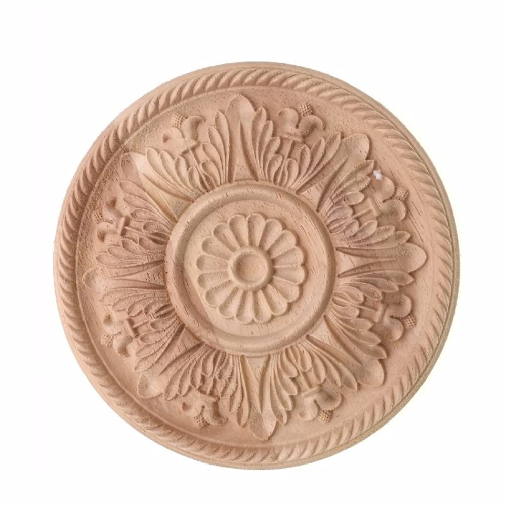 Applique fleur en bois véritable ronde pour moulure armoire et bijoux de décoration d'ameublement E