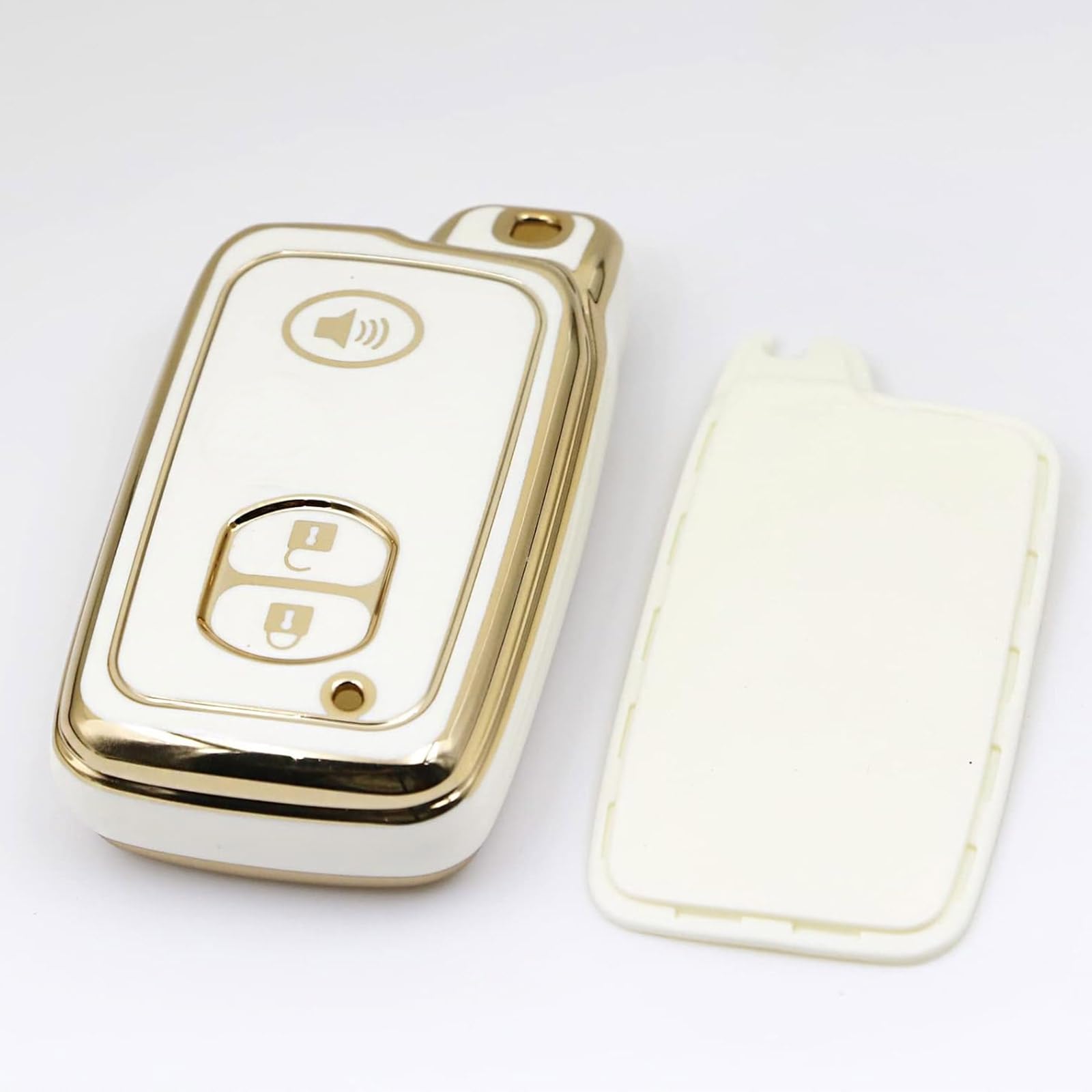 Key Fob Cover For Toyota & Subaru - 3-Button Remote Protector Case (White Gray)