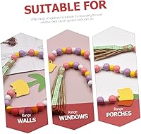 Vista 5 de Guirnalda de cuentas de madera con borlas, guirnaldas de cuentas para colgar en la pared, decoración de cuentas de madera para decoración del hogar