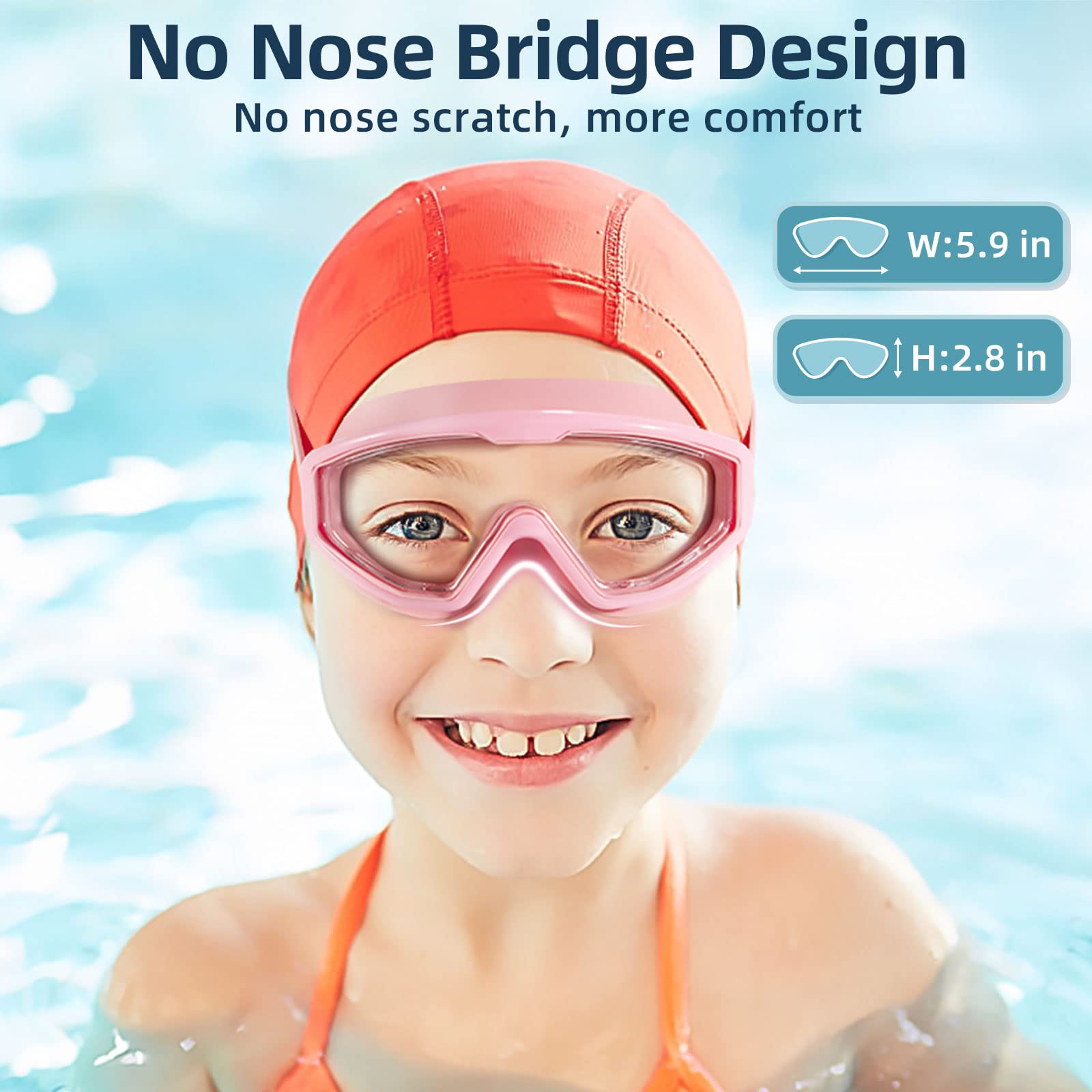 Freela Lunettes de natation pour enfants de 6 à 14 ans, 4 à 7, 8 à 12, 3-6, 2-4, 3-5, 3-10, 4-8 ans, 3, 4, 5 ans, pour tout-petits, piscine, plage, douche, garçons, filles, enfants, anti-buée