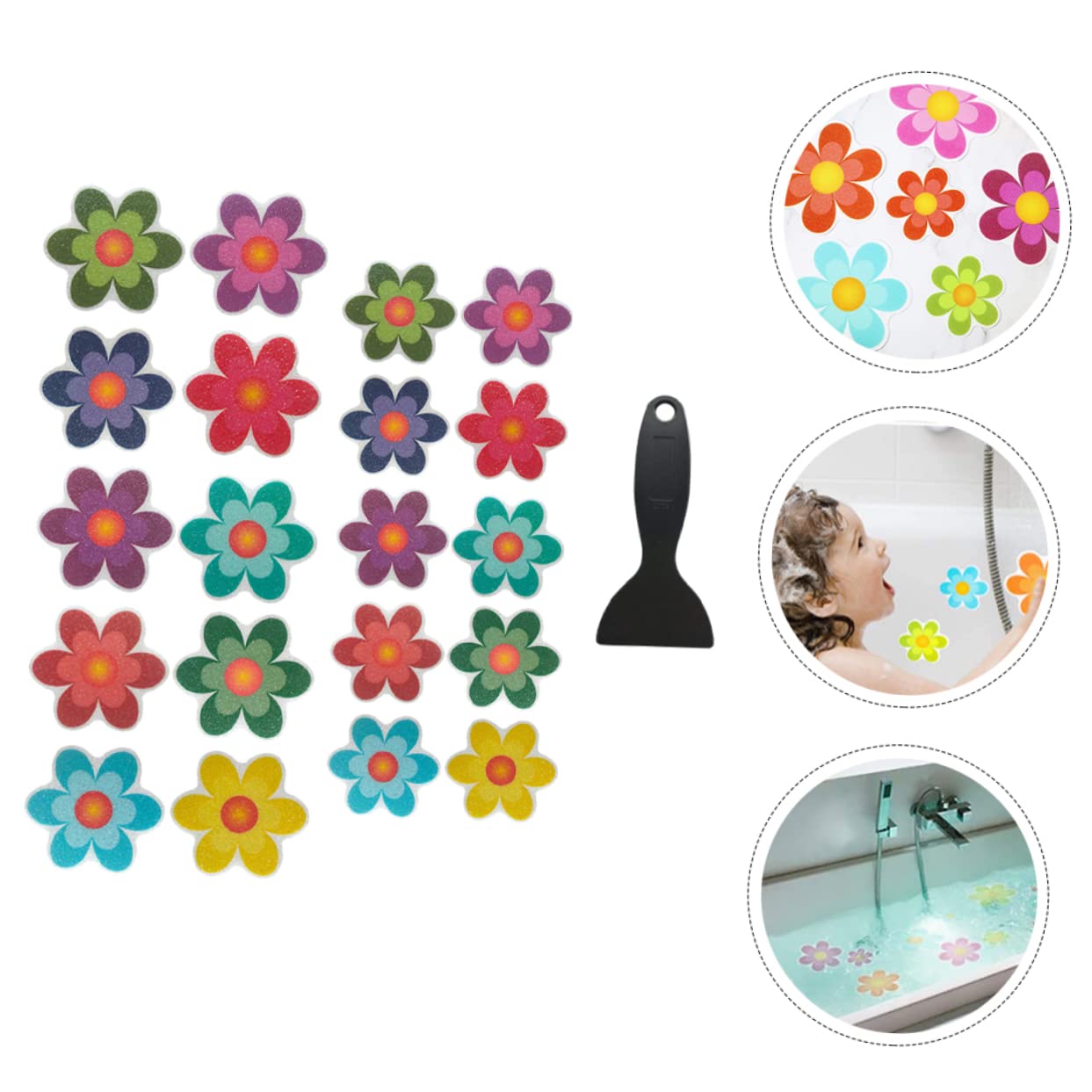 Alipis 4 Juegos Adhesivos Antideslizantes para Flores. Calcomanías Adhesivas para Bañeras Calcomanías para El Piso De La Ducha Niño Pegatina De Pared Girasol De Polivinilo