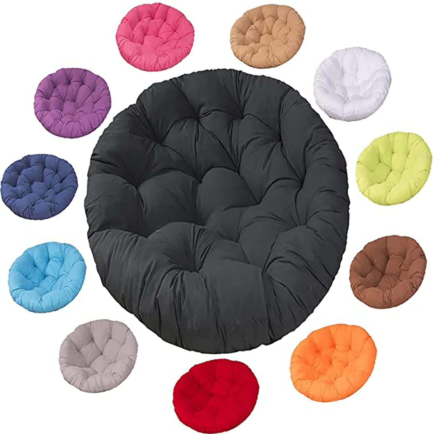 SHAIRMB Papasan Round Chair Cushions, Thicken Papasan Chair Cushion, Swing Chair Cushion Outdoor, for Outdoor Garden, Balcony and Living Room, Outdoorn,black,110x110cm