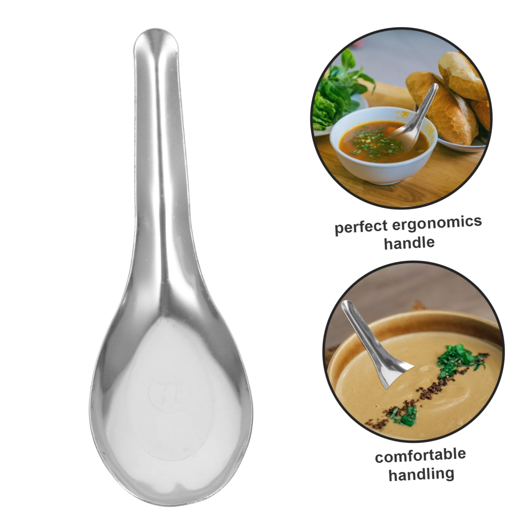 TOPBATHY 50piezas Cuchara Sopera de Acero Inoxidable Cucharas Gruesas para Sopa Vajilla Hogar y Servir Comida Restaurante