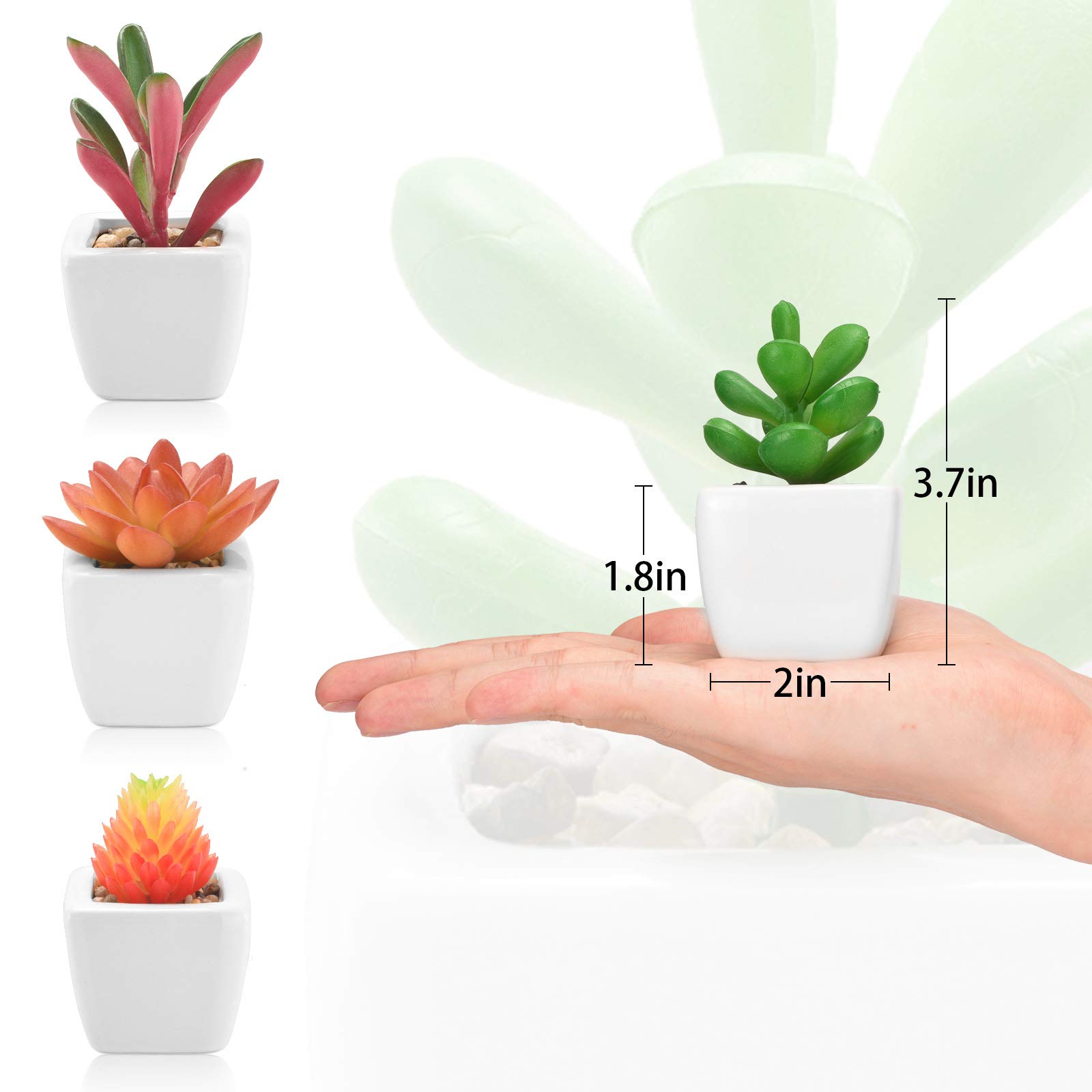 Piante Grasse Finte In Vaso Ceramica Bianca - 4 Pezzi, Decorazione Moderna Per Casa, Ufficio, Scrivania - Foto 13