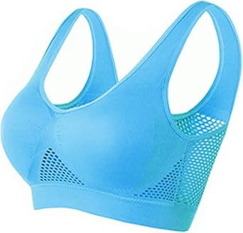 Womens Sports Bra with Embedded Pad Seamless Mesh Bra Fitness Workout Yoga Running Bra