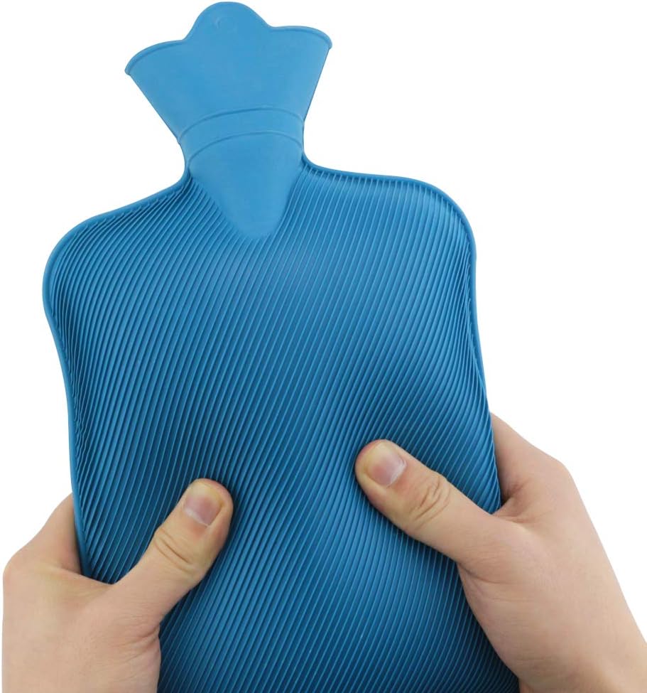 WTSHOP 2 pack Premium Simple Rubber 2L Hot Water Bag(an orange one and a blue one),Great for Pain Relief,Hot and Cold Therapy,Natural Rubber BPA FREE-Durable Hot Water Bottle