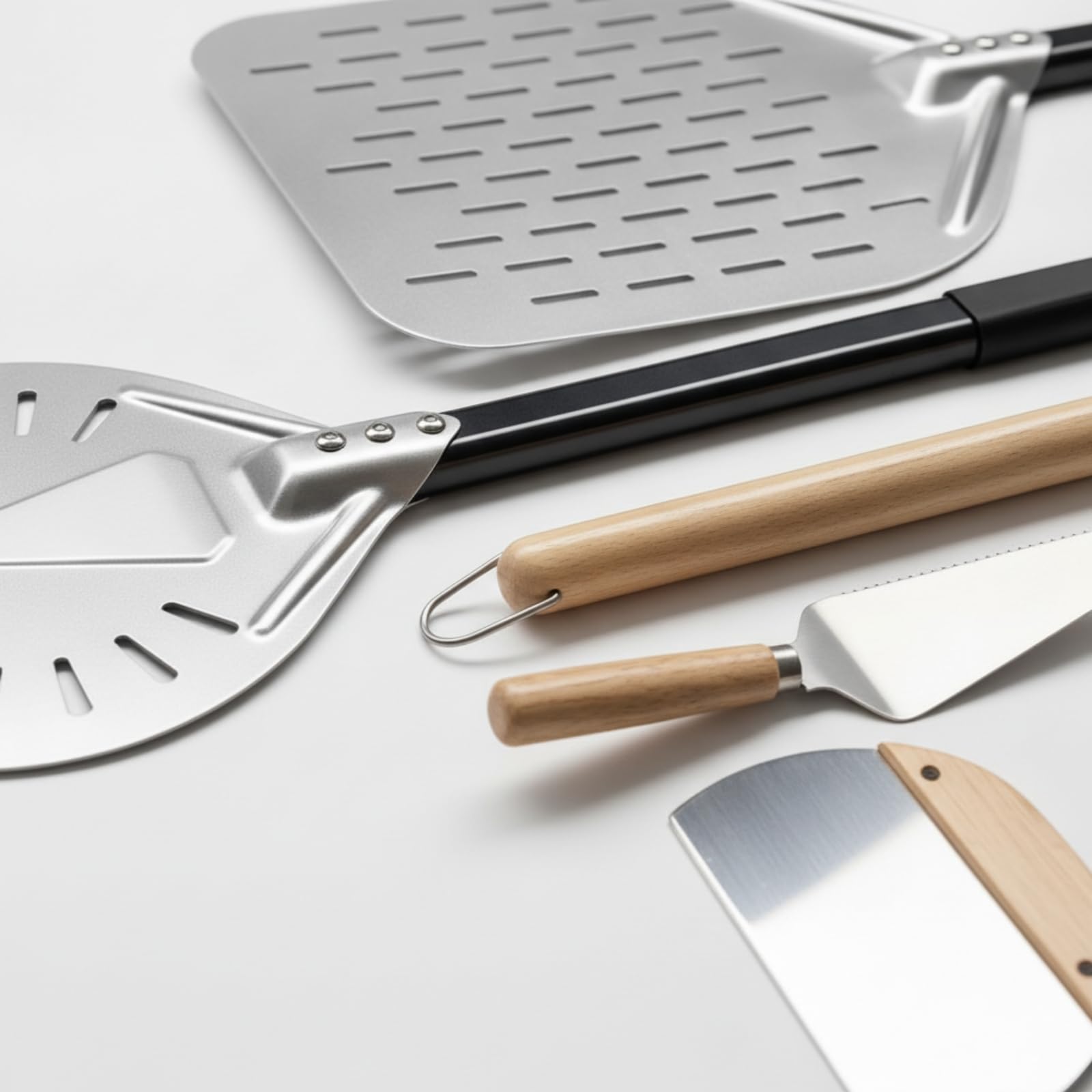 predolo 6 Pezzi Accessori Pizza Manico Lungo Utensili Alta Temperatura per Pizzaioli, Pizzeria