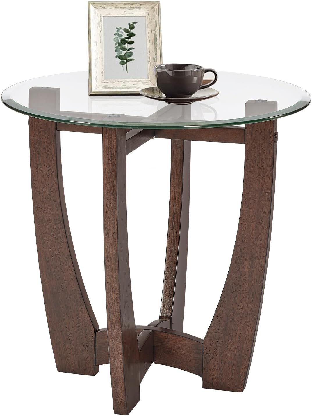LKTART Glass End Table, 23.5" Round Side Tables with