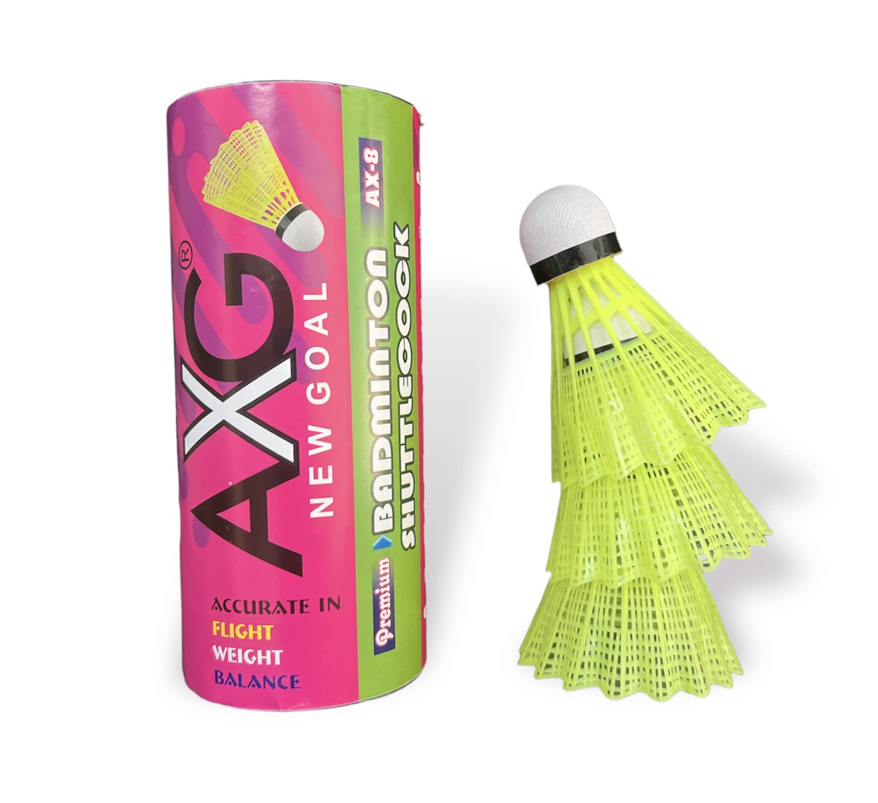 AXG NEW GOAL AX8 Premium Shuttlecock with Wooden Cork (Pack of 3) Nylon Shuttle - Green (B0BJ95ZSYH) Amazon Price History, Amazon Price Tracker