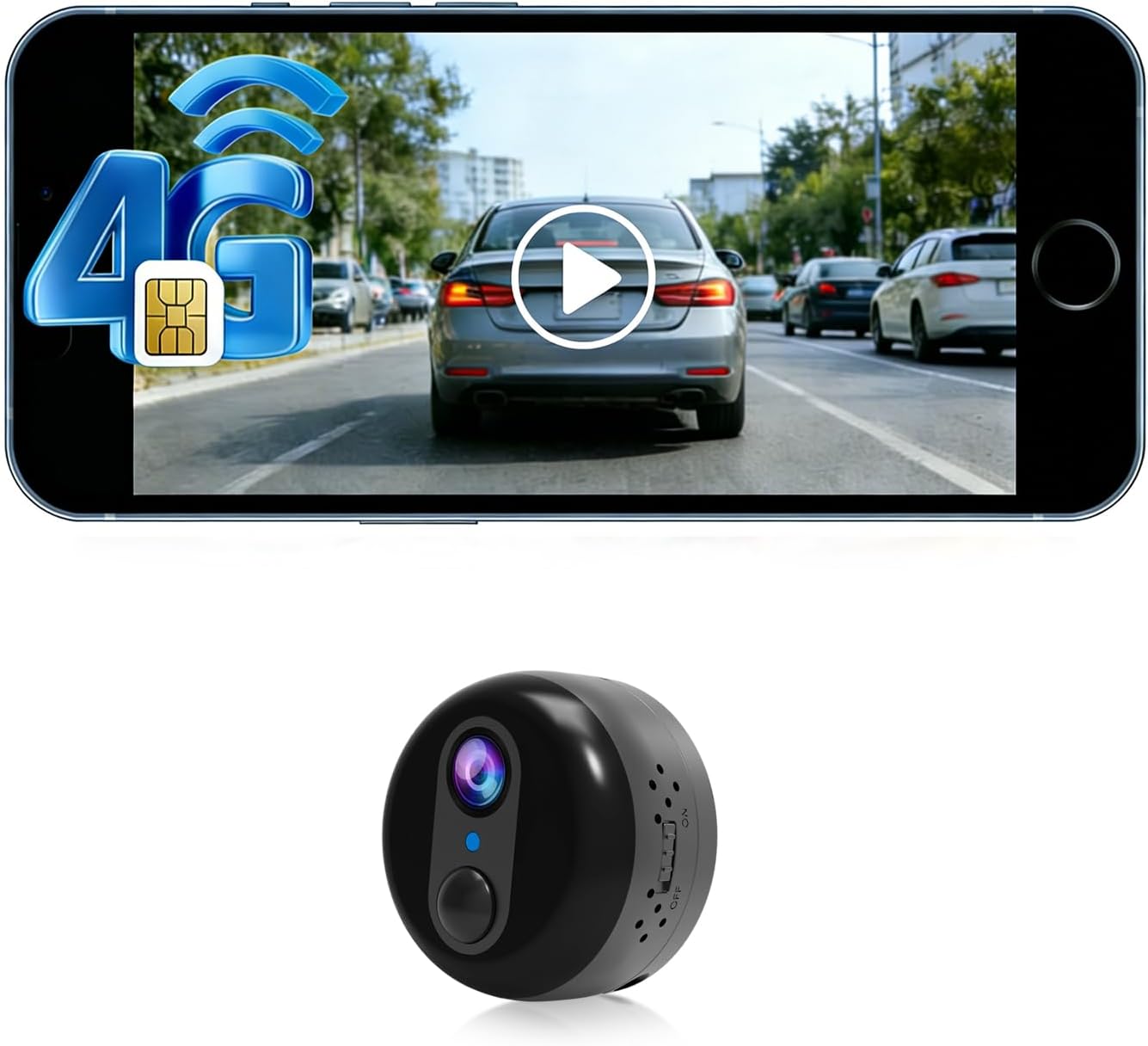 Mini 4G LTE Cellular Magnetic Spy Camera， No Plug-in, No WiFi, 4K Ultra HD Intelligent Night Vision, 170° Wide Angle, Mobile Remote Monitoring & Info Push, Car/Pet/Baby Monitor Recorder