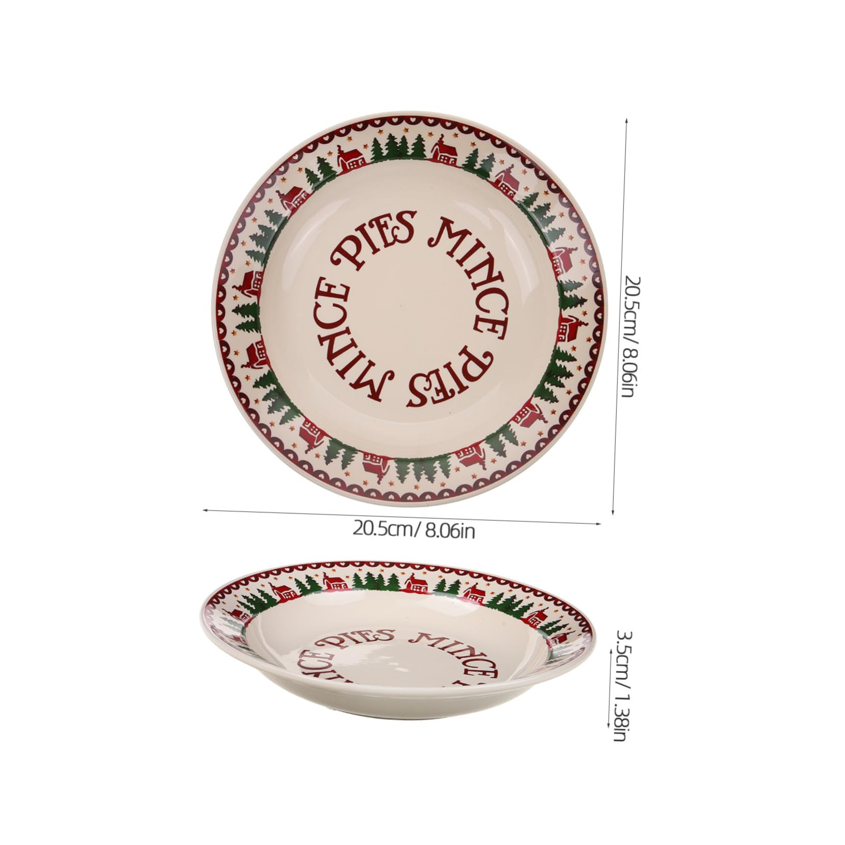 Vajilla Navideña de Cerámica Plato de Cena para Navidad Plato de Postre para Aperitivos para Fiestas de Navidad