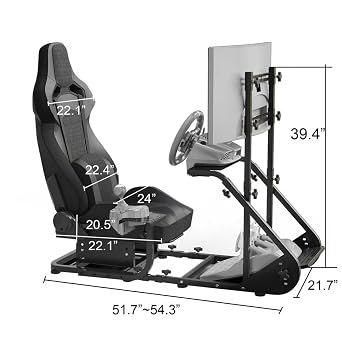 Racing Simulator Cockpit, Gaming Racing Wheel Cockpit Compatible with Fanatec, PXN, Thrustmaster, and Logitech Adjustable Driving Simulators, Not Include Handbrake, Pedals, and Monitor, Black