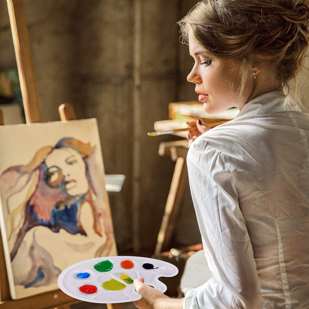 3 Pack Paint Tray Palettes Plastic with Ten Wells Thumb Hole, Perfect for DIY Craft Art Oil Watercolor Painting, 10 Wells, Washable: Home Improvement